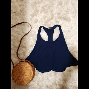 Navy Blue Loose Crop Top